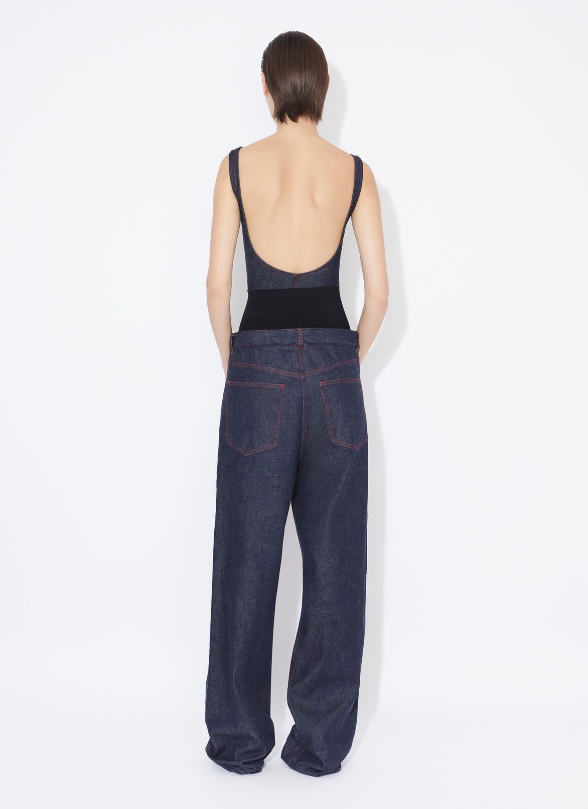 KNIT BAND JEANS IN RAW DENIM ALAÏA BLUE JEANS KNIT BAND JEANS IN RAW DENIM